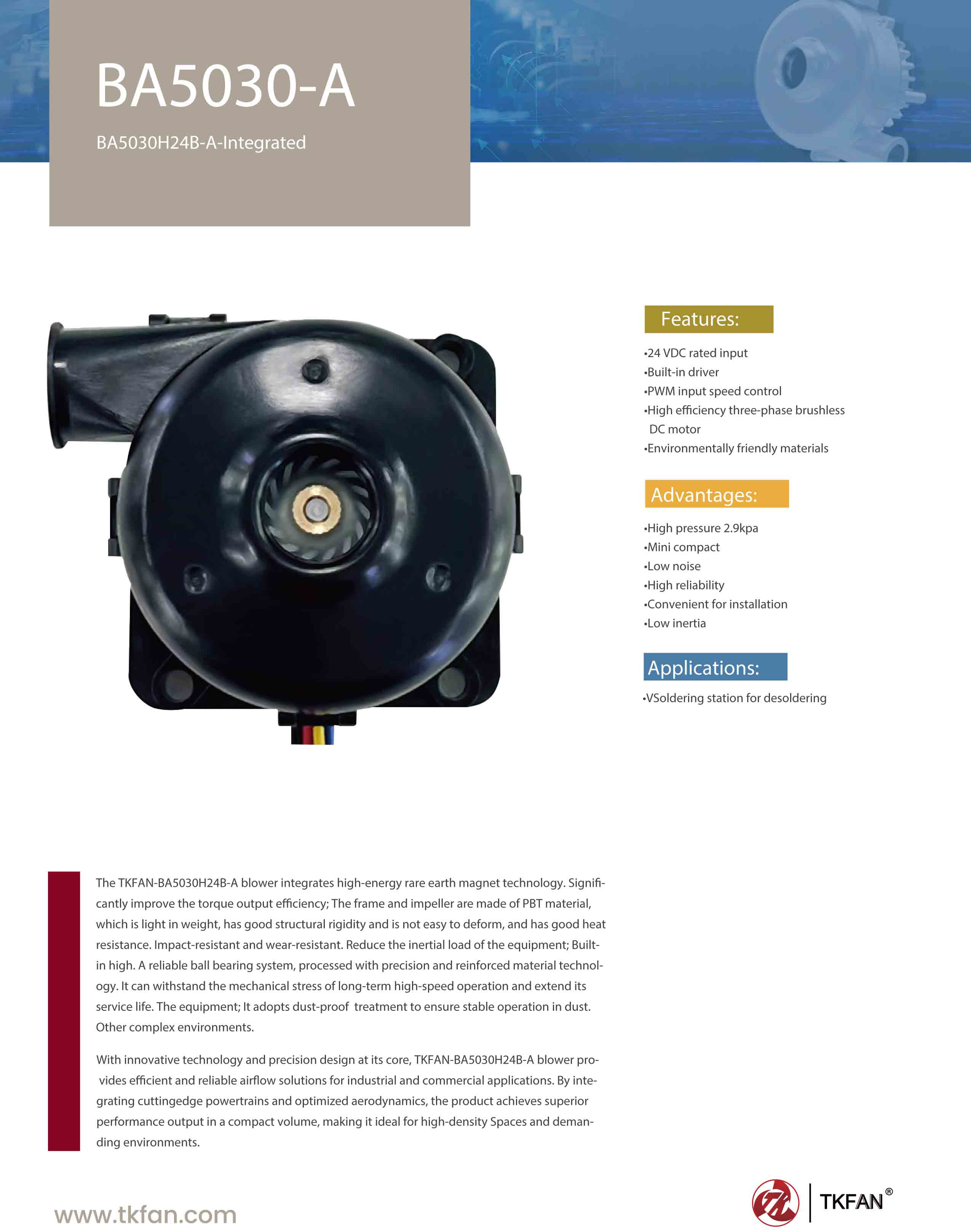 TKFAN High pressure blower BA5030H24B-A -Integrated with Integrated Driver Parameter Chart 1.jpg TKFAN High pressure blower BA5030H24B-A -Integrated with Integrated Driver Parameter Chart 1.jpg